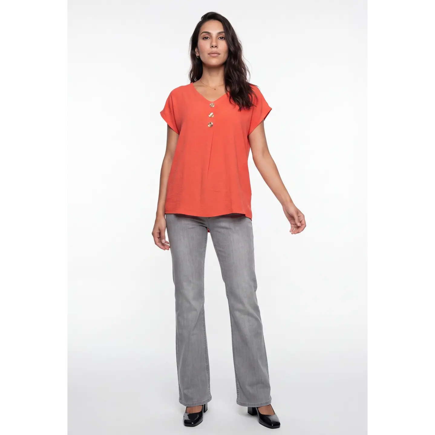 Blusa Botones Mujer Rojo 3