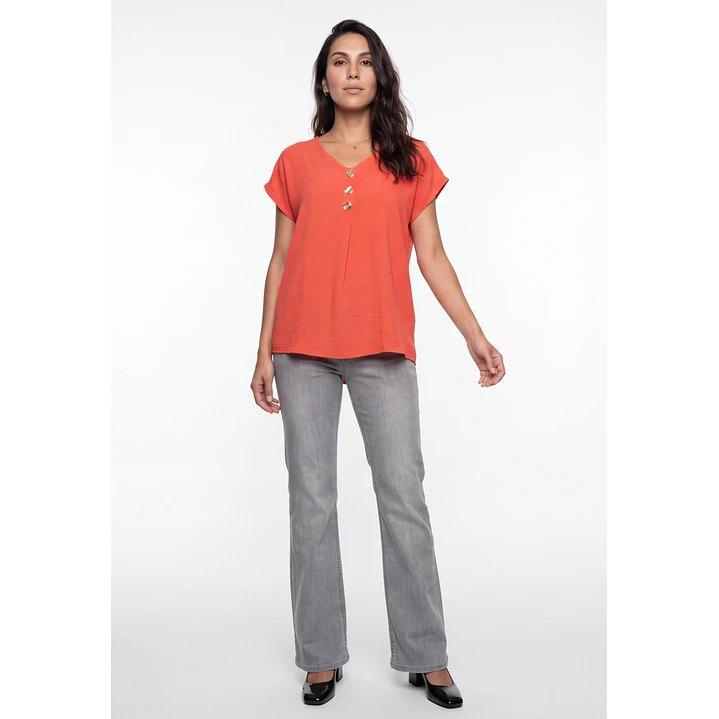 Blusa Botones Mujer Rojo 3