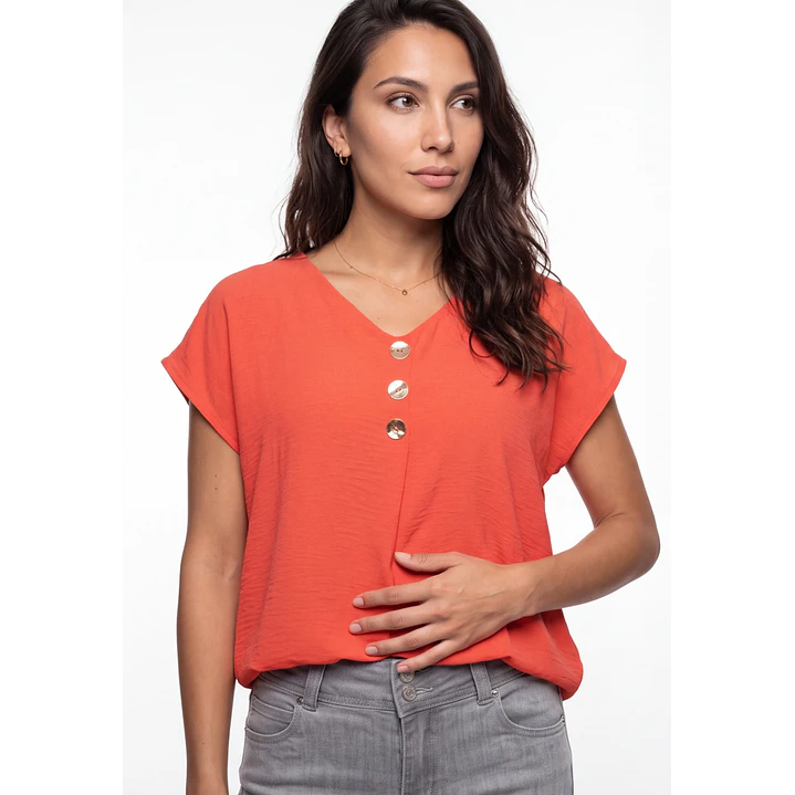 Blusa Botones Mujer Rojo 4