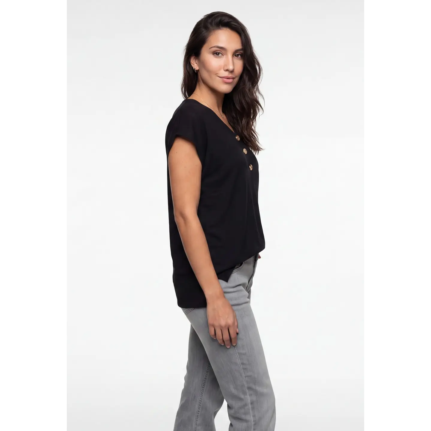 Blusa Botones Mujer Negro 1