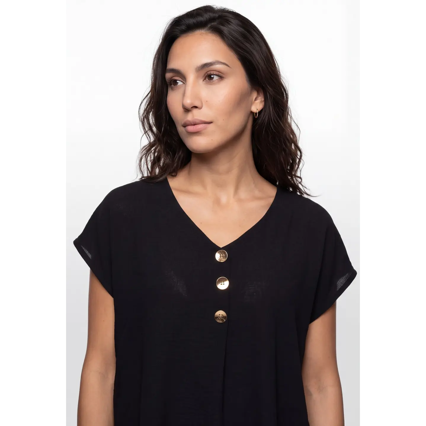 Blusa Botones Mujer Negro 4