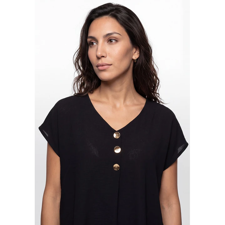 Blusa Botones Mujer Negro 4