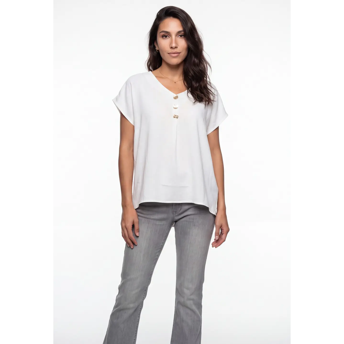 Blusa Botones Mujer Blanco 3