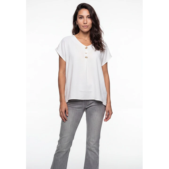 Blusa Botones Mujer Blanco 3
