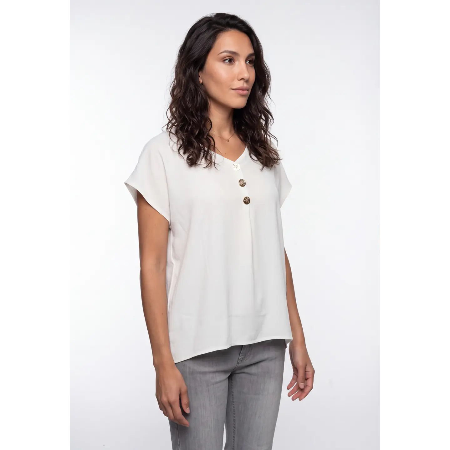 Blusa Botones Mujer Blanco 1