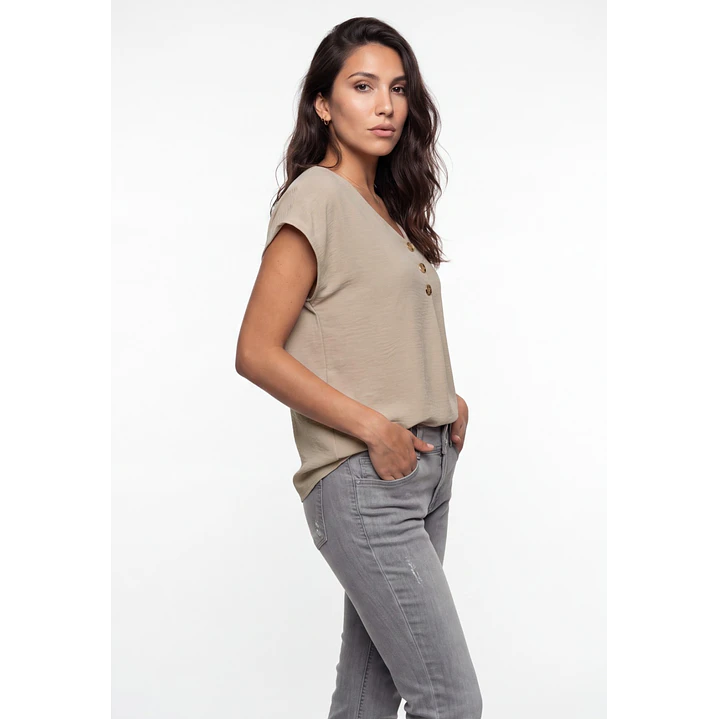 Blusa Botones Mujer Beige 1