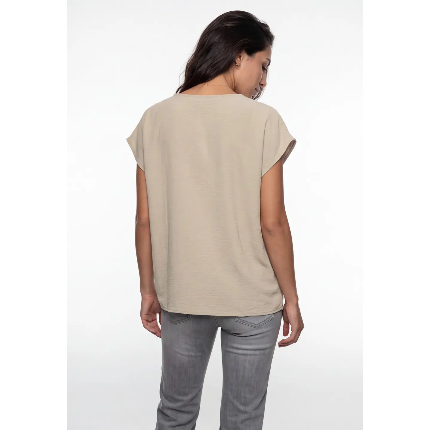 Blusa Botones Mujer Beige 2
