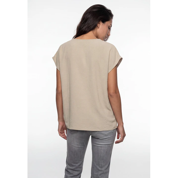 Blusa Botones Mujer Beige 2