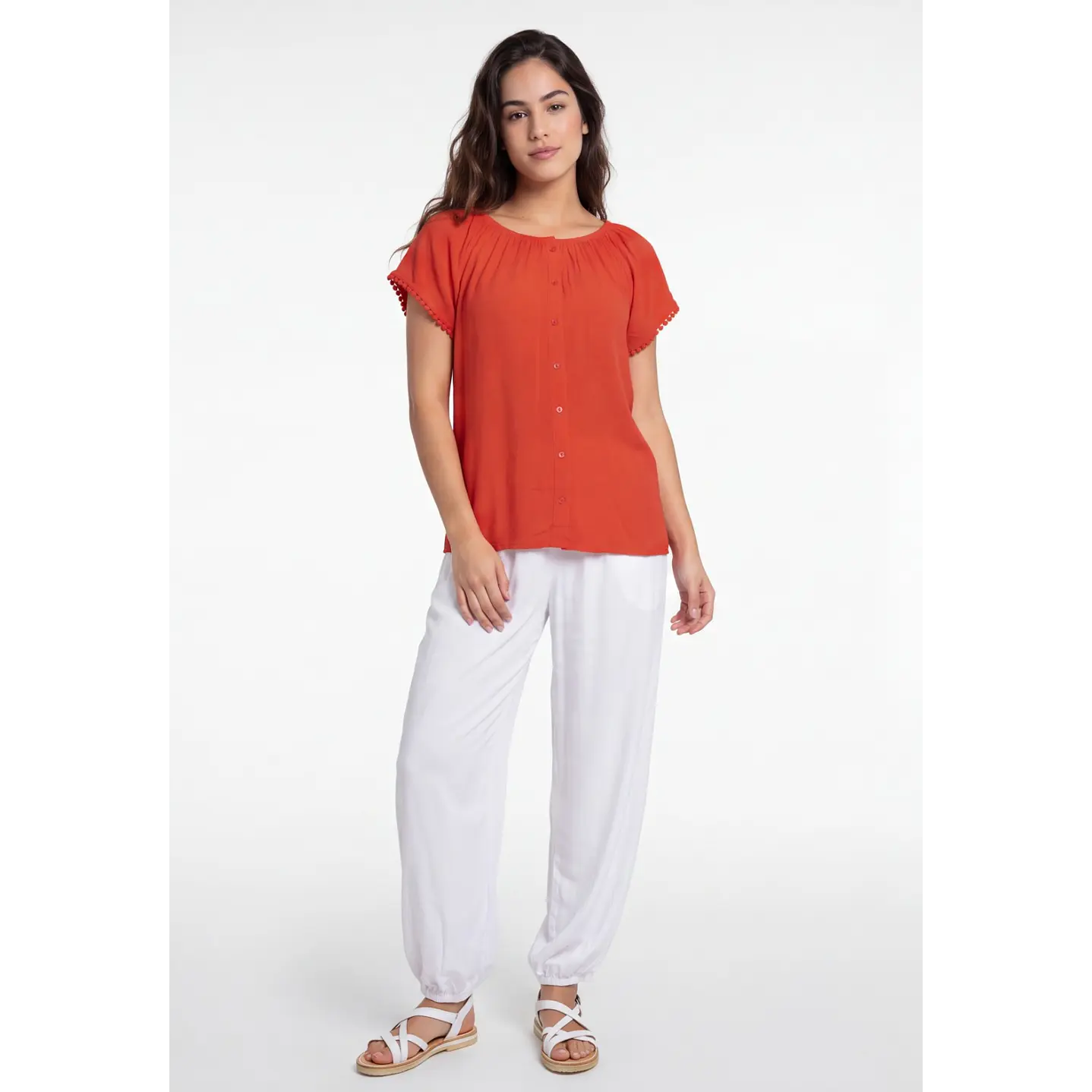 Blusa Elasticada Mujer Rojo 1