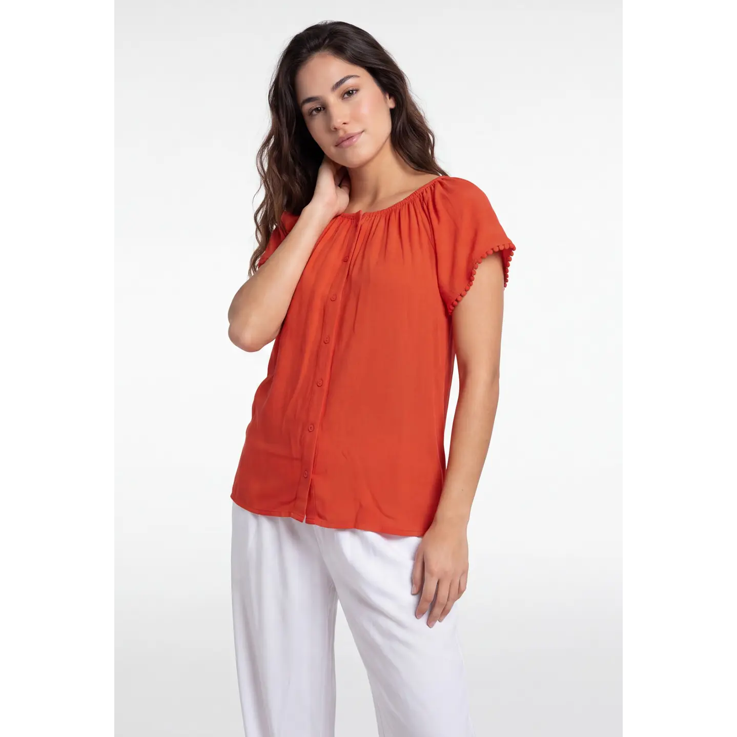 Blusa Elasticada Mujer Rojo 2