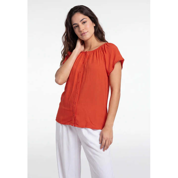 Blusa Elasticada Mujer Rojo 2