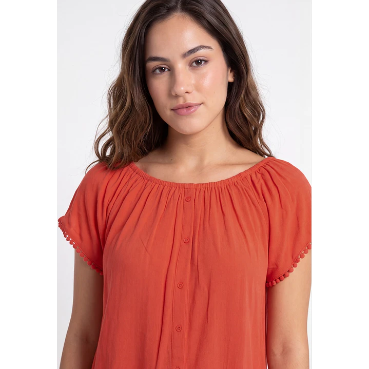 Blusa Elasticada Mujer Rojo 3
