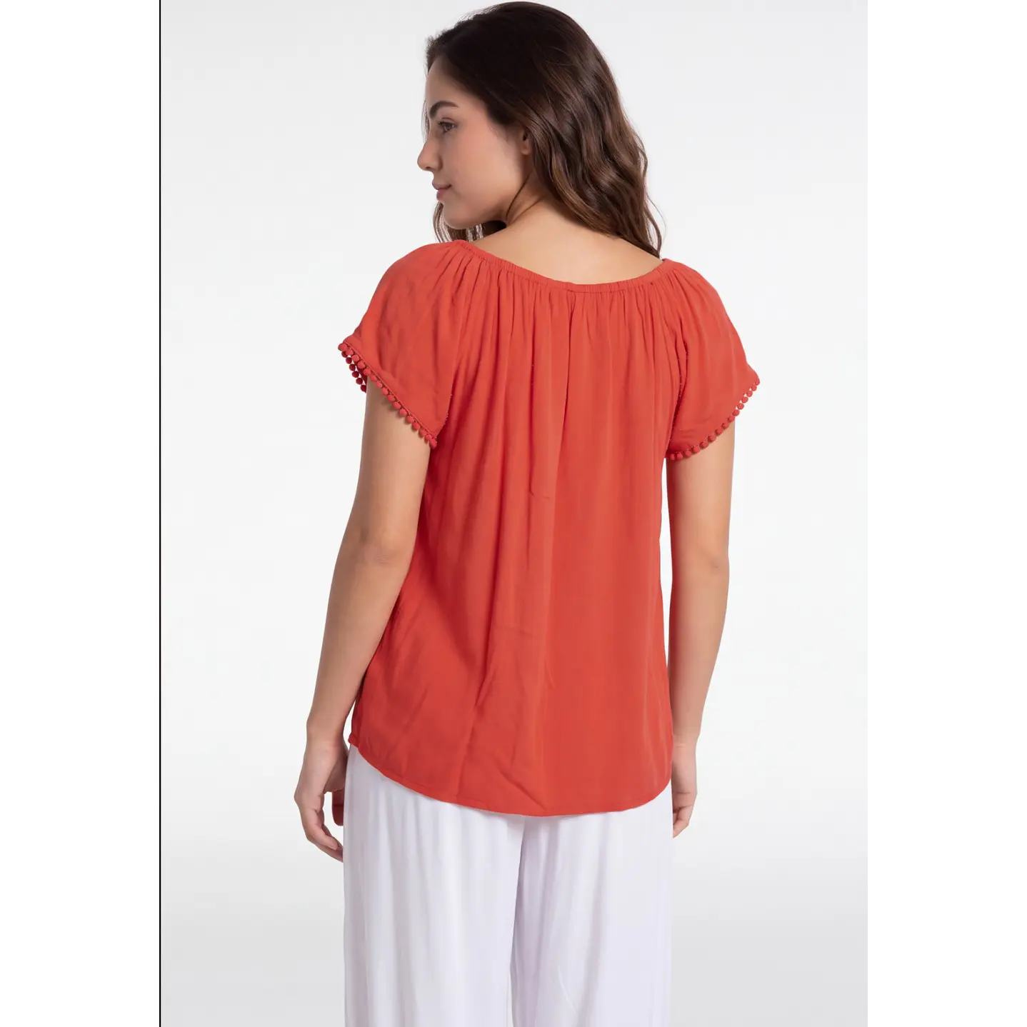 Blusa Elasticada Mujer Rojo 4