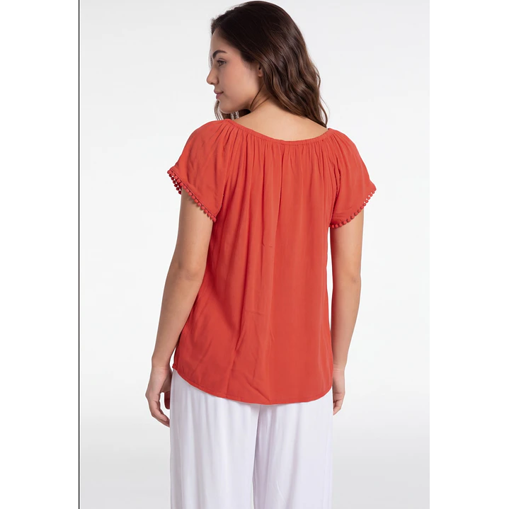 Blusa Elasticada Mujer Rojo 4