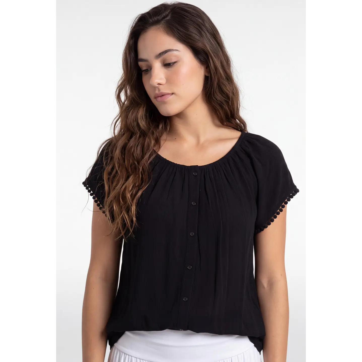 Blusa Elasticada Mujer Negro 2