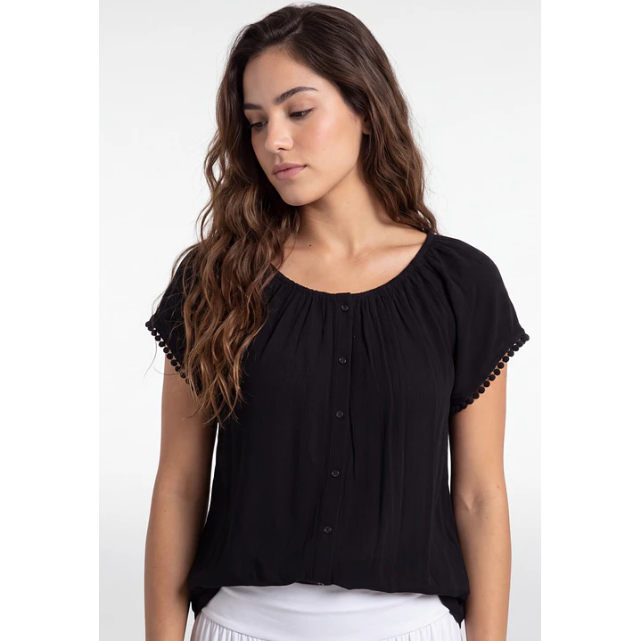 Blusa Elasticada Mujer Negro 2