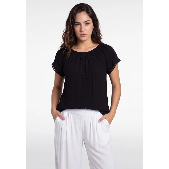 Blusa Elasticada Mujer Negro 4