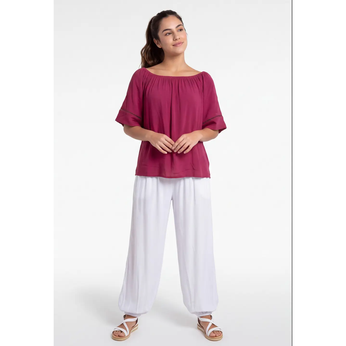 Blusa Elasticada Mujer Fucsia 3