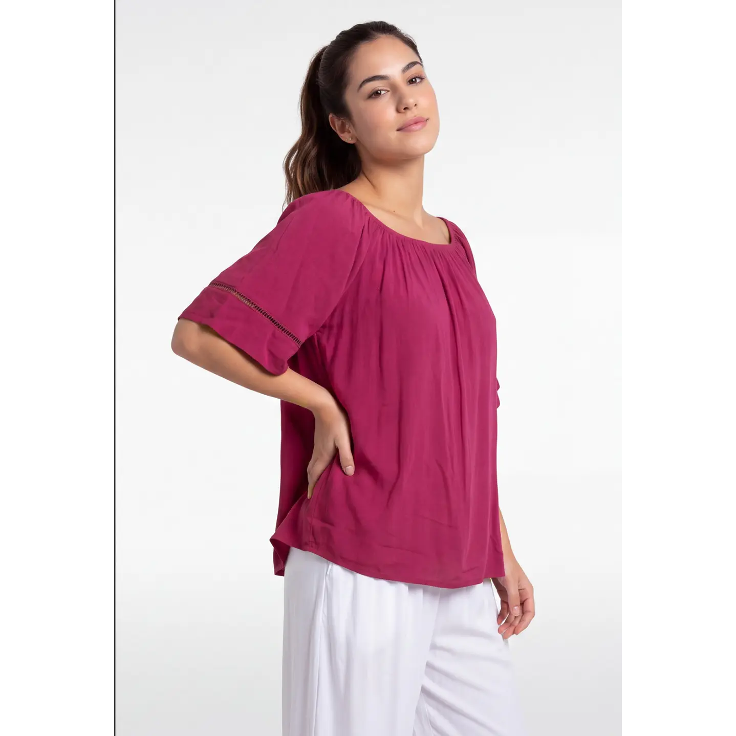 Blusa Elasticada Mujer Fucsia 1