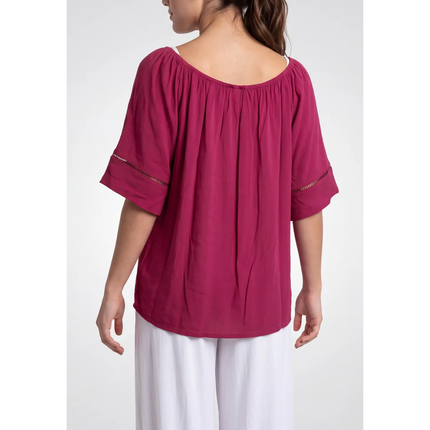 Blusa Elasticada Mujer Fucsia 2