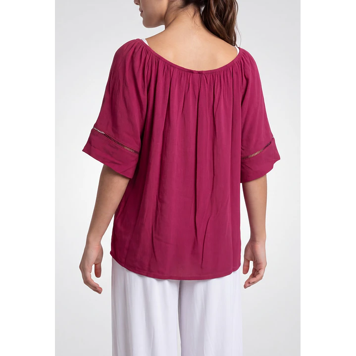 Blusa Elasticada Mujer Fucsia 2