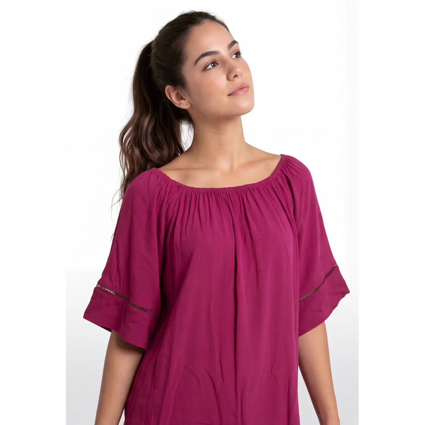 Blusa Elasticada Mujer Fucsia 4