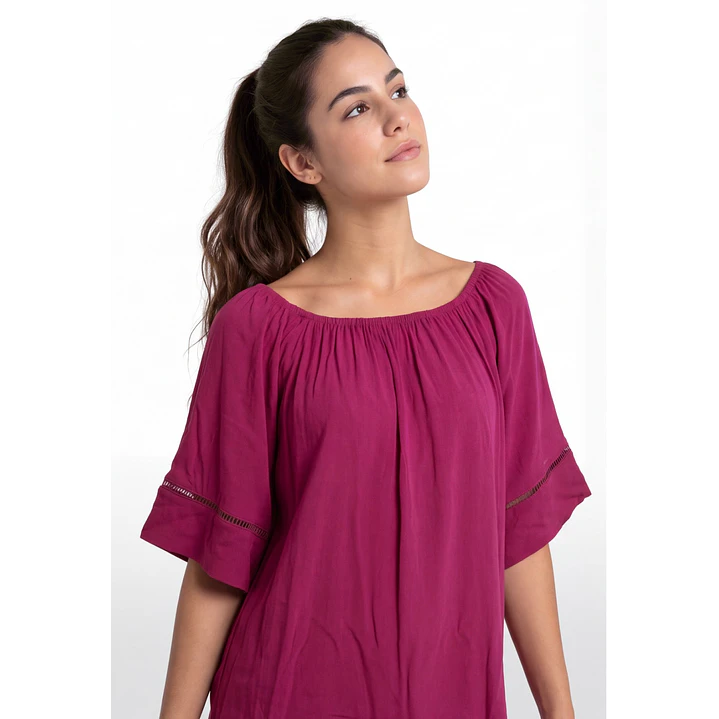 Blusa Elasticada Mujer Fucsia 4