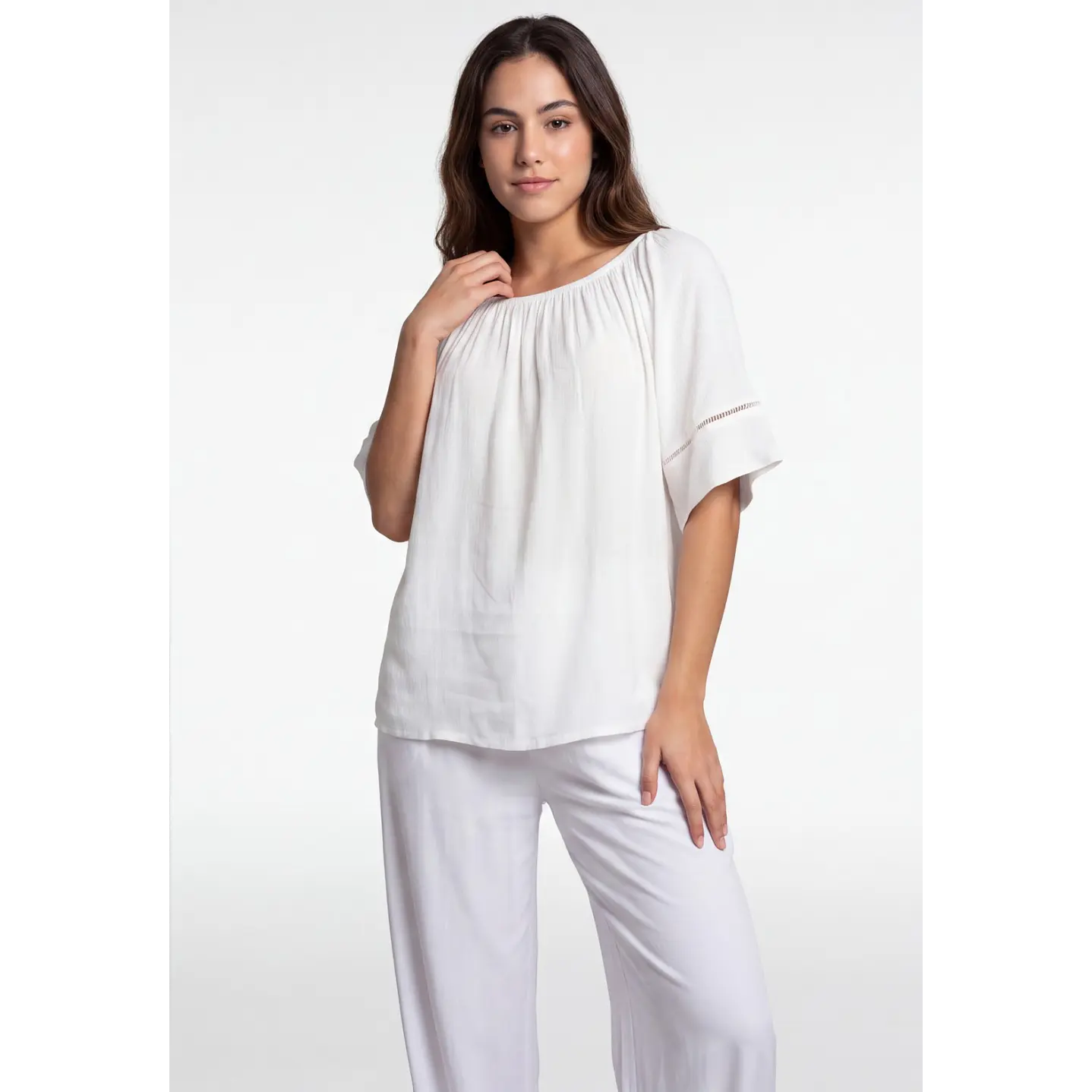 Blusa Elasticada  Mujer Crudo 1