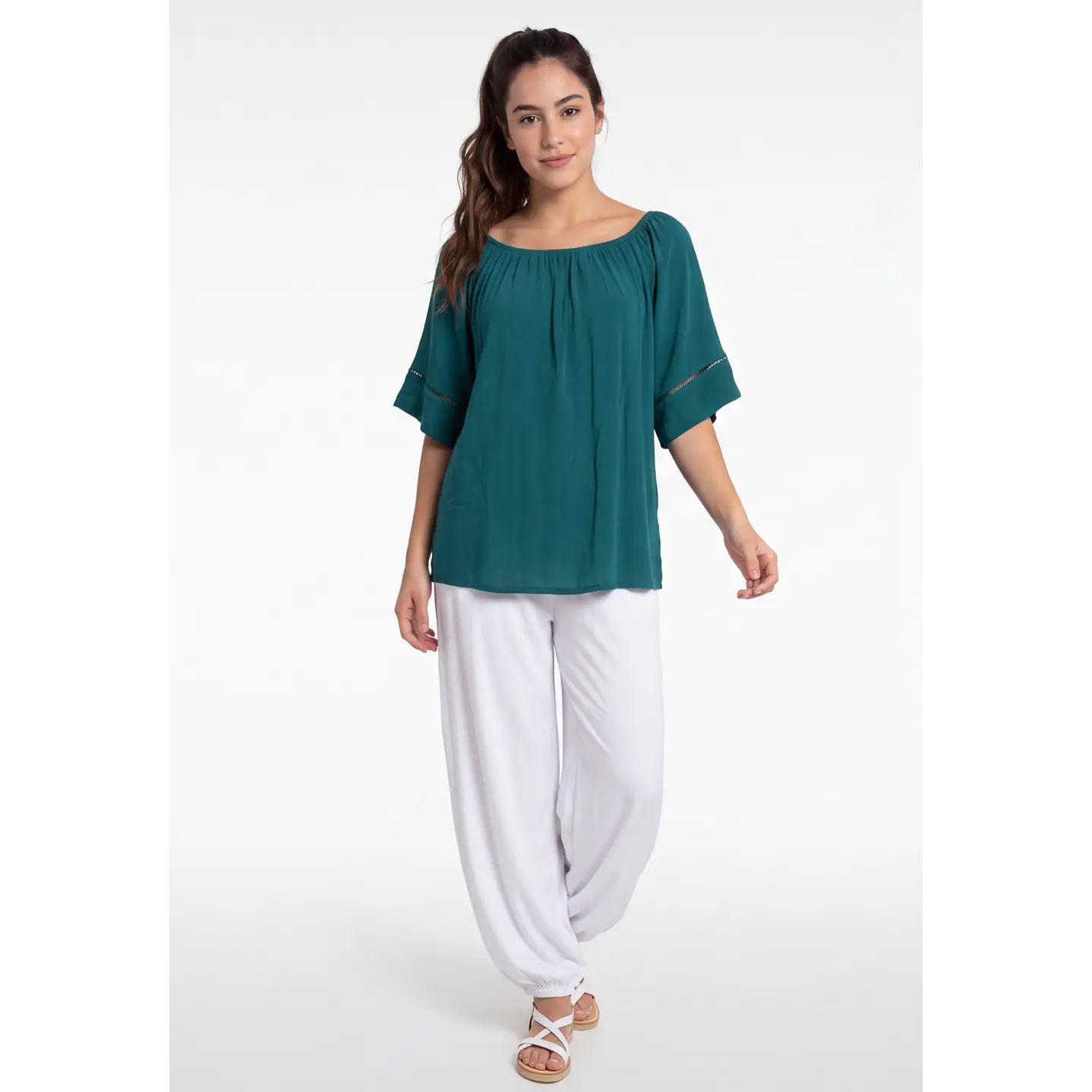 Blusa Elasticada  Mujer Petroleo 3