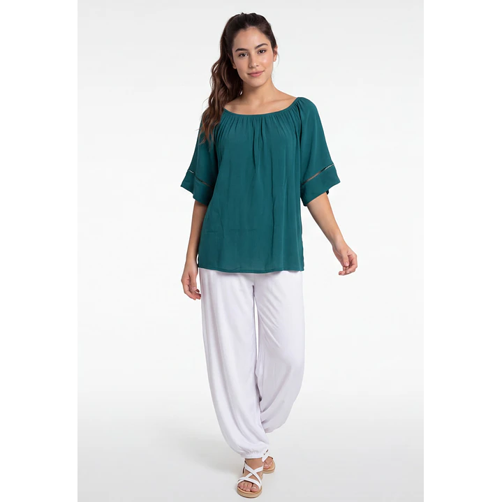 Blusa Elasticada  Mujer Petroleo 3