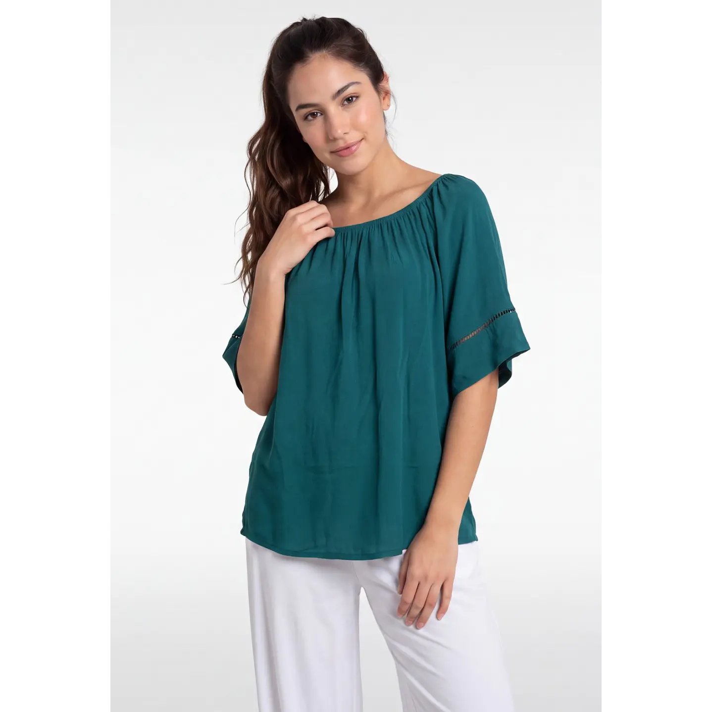 Blusa Elasticada  Mujer Petroleo 1