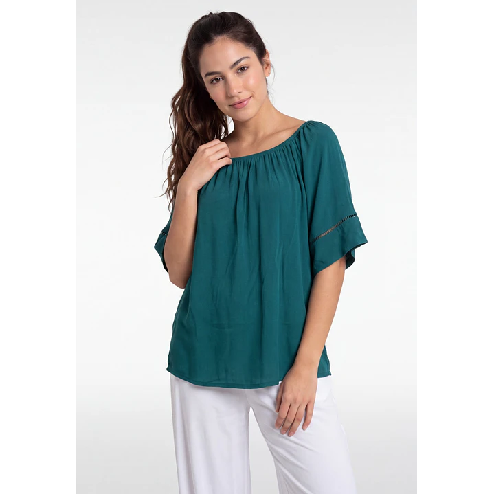 Blusa Elasticada  Mujer Petroleo 1