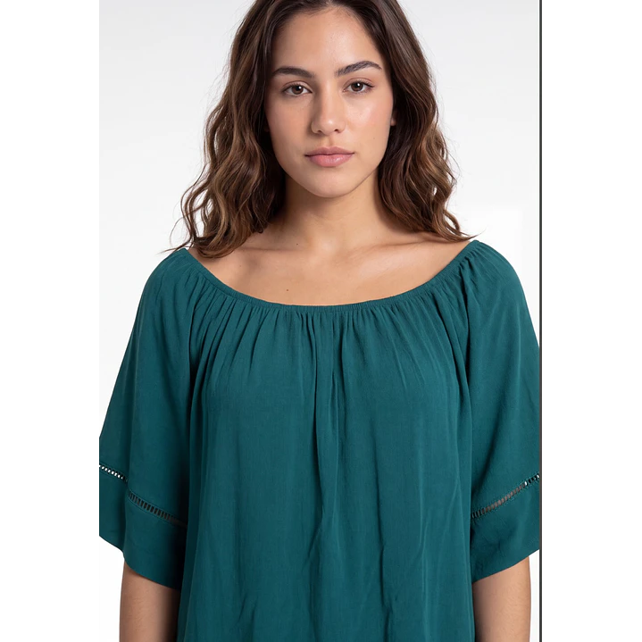 Blusa Elasticada  Mujer Petroleo 4