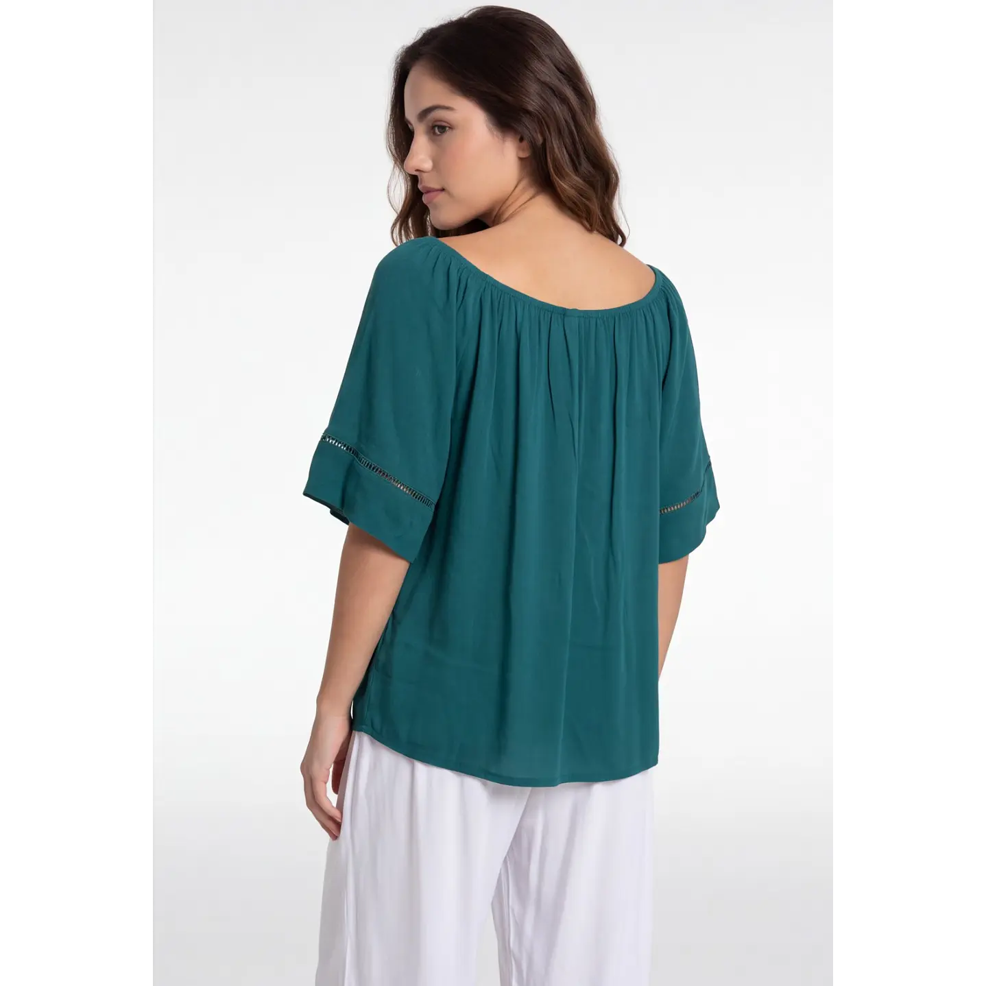 Blusa Elasticada  Mujer Petroleo 2