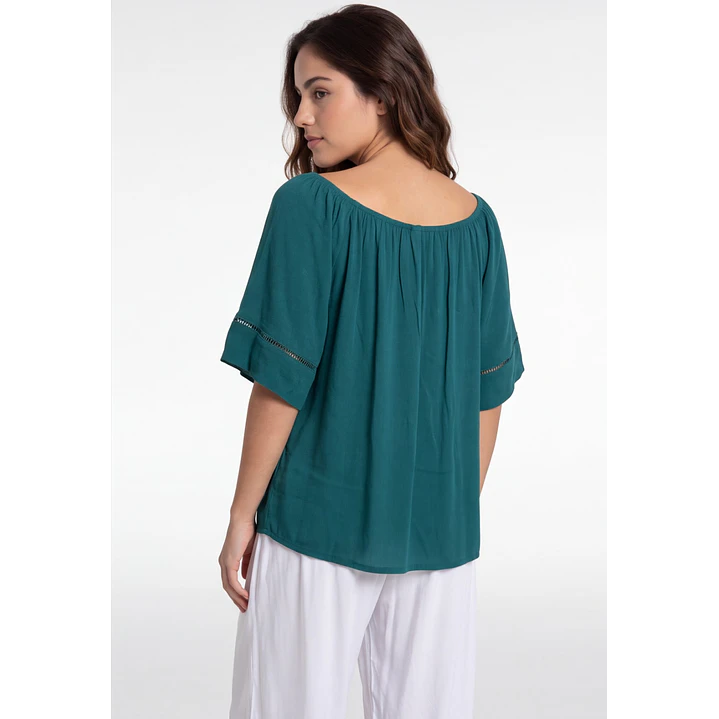 Blusa Elasticada  Mujer Petroleo 2