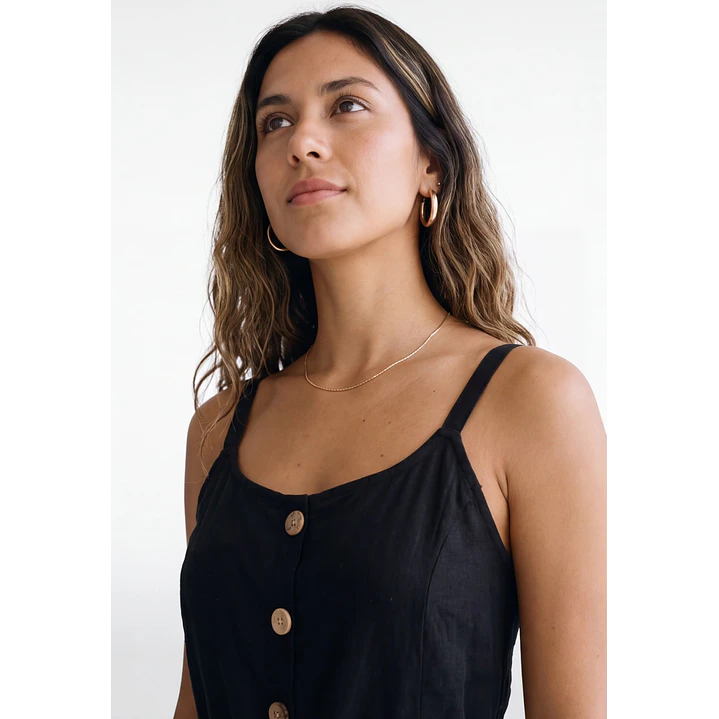 Enterito Largo Lino Mujer Negro 4