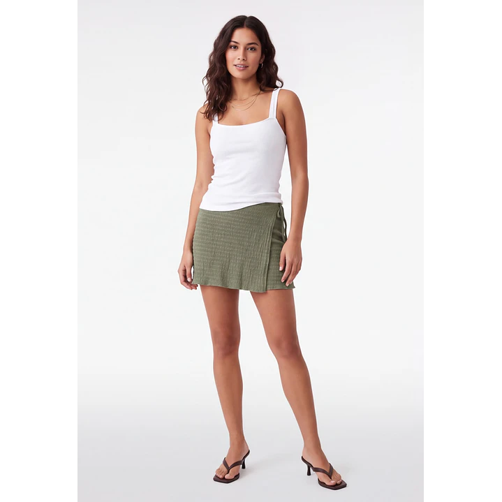 Falda Skort Rustico Mujer Verde 3