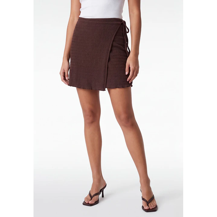 Falda Skort Rustico Mujer Café 1