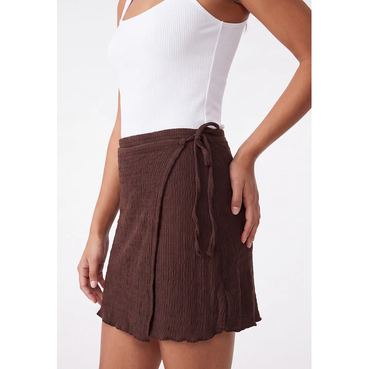 Falda Skort Rustico Mujer Café 4