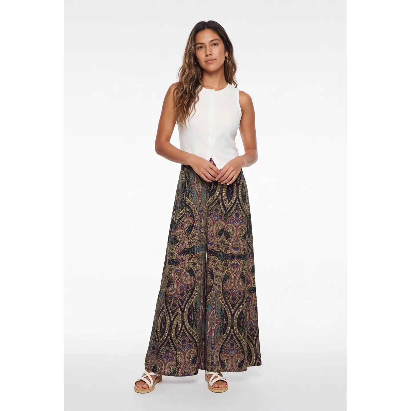 Pantalón Indian Maxi Wide Leg Mujer Negro 3