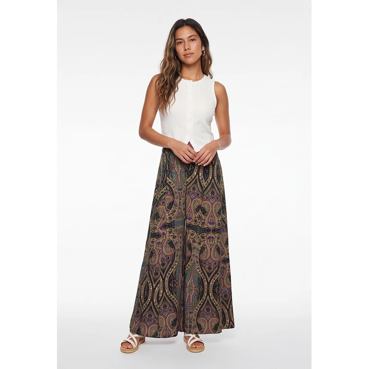 Pantalón Indian Maxi Wide Leg Mujer Negro 3