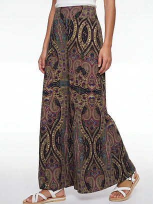 Pantalón Indian Maxi Wide Leg Mujer Negro