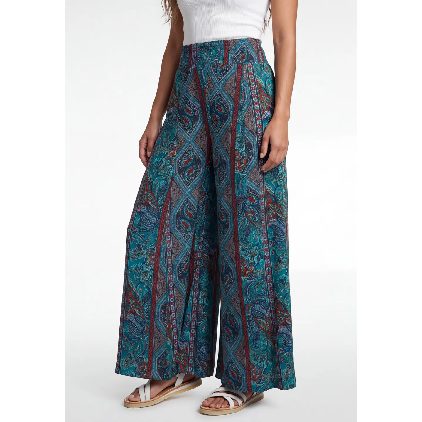 Pantalón Indian Maxi Wide Leg Mujer Azul 1