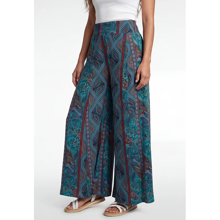 Pantalón Indian Maxi Wide Leg Mujer Azul 1