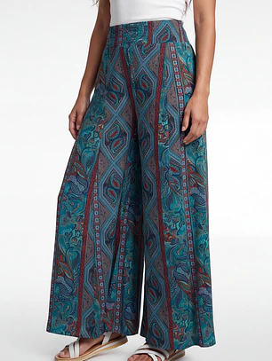 Pantalón Indian Maxi Wide Leg Mujer Azul