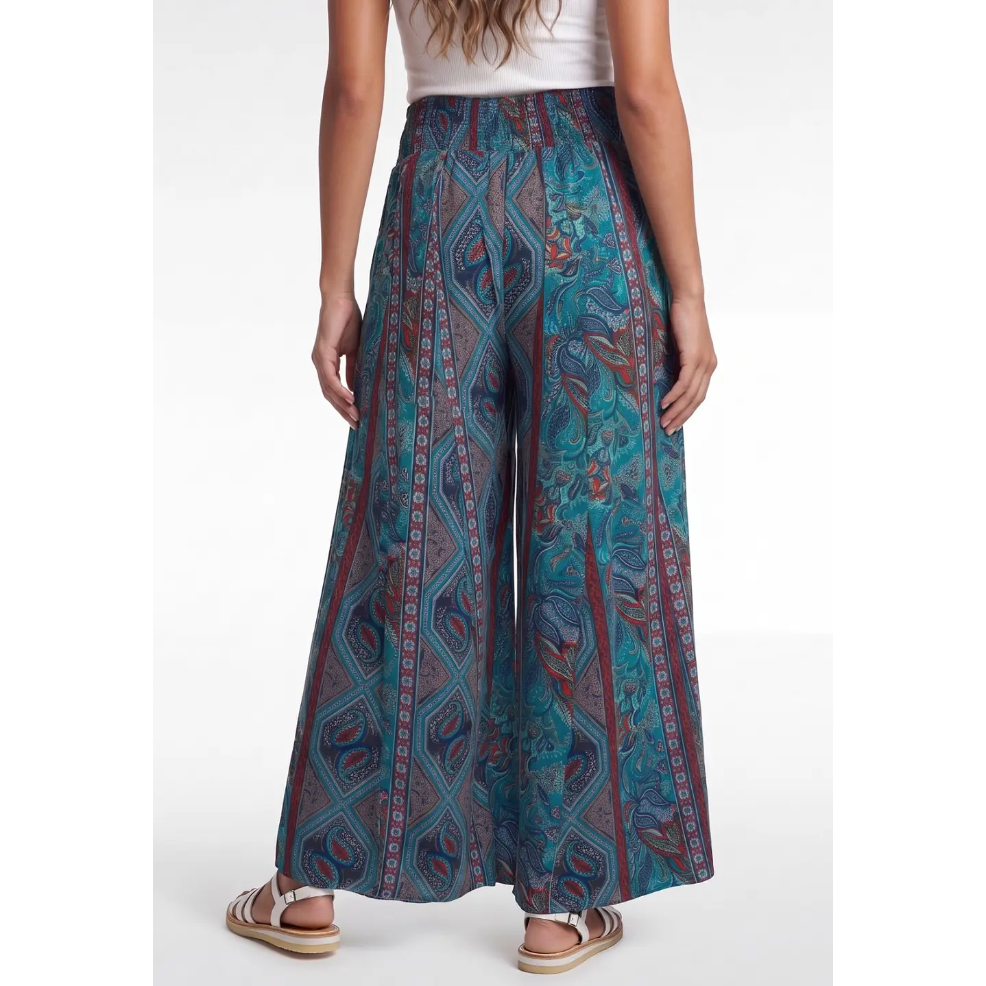 Pantalón Indian Maxi Wide Leg Mujer Azul 2