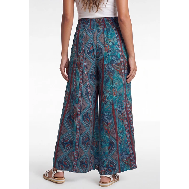 Pantalón Indian Maxi Wide Leg Mujer Azul 2