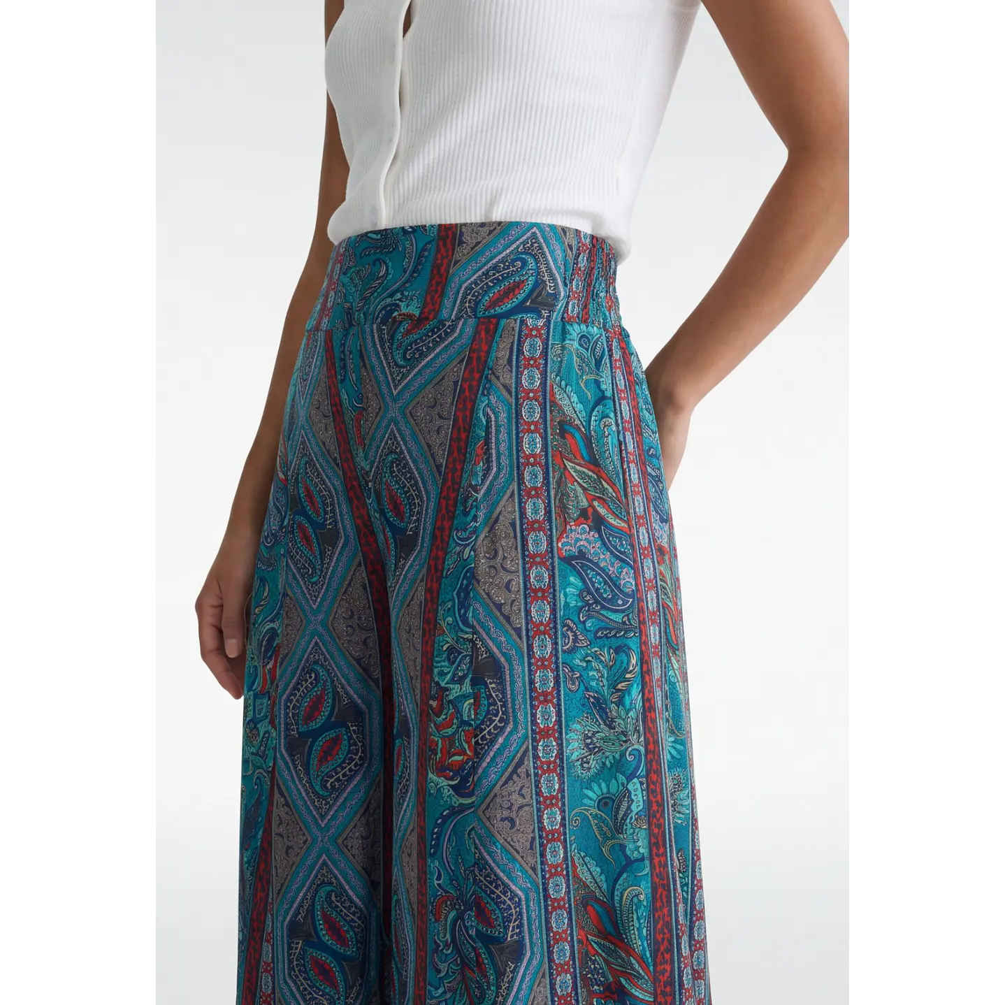 Pantalón Indian Maxi Wide Leg Mujer Azul 4