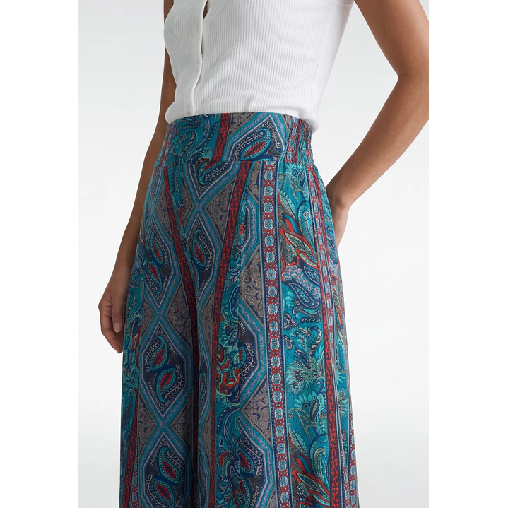 Pantalón Indian Maxi Wide Leg Mujer Azul 4