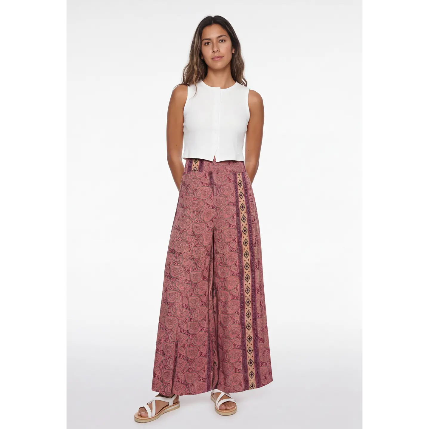 Pantalón Indian Maxi Wide Leg Mujer Rosado 3